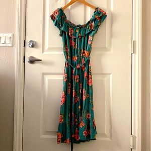 Forever 21 teal midi floral dress